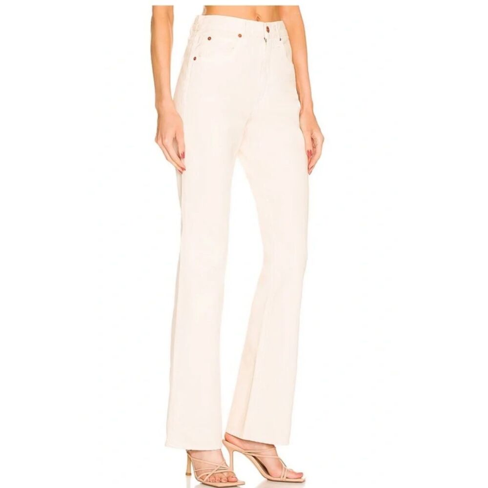SLVRLAKE Charlotte High Rise Slim Boot Jeans Ecru NWT Size 27 Cream Classic
